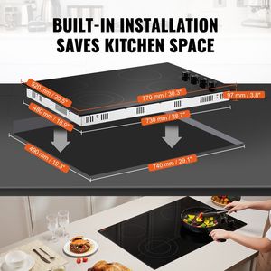 Estufas eléctricas integradas de cerámica radiante de 4 quemadores de 30,3x20,5 pulgadas - Product Image 6