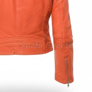 Chaqueta de cuero para mujer de primera calidad, material suave, prenda exterior que ofrece durabilidad, comodidad y un estilo moderno y a la moda. - Product Image 5