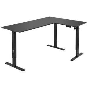 Dual Hooks Heavy Duty Electric Adjustable Height L-Shaped Corner Gaming Desk Carbon Steel <b>Computer</b> <b>Table</b> High Office Desks - Product Image 1