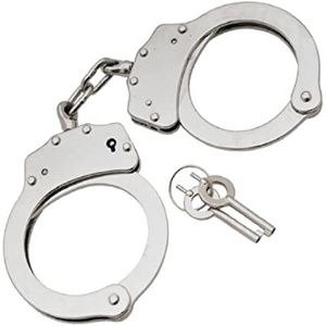 Phoenix Security Department Black Handcuffs (Metalcuffs) No Strap Nij Standard Centre Hinged <b>Dual</b> <b>Lock</b> Keys India - Product Image 2