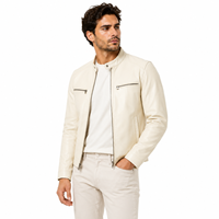 Veste en cuir pour homme, col montant, doublure intérieure douce, panneaux extérieurs durables, fermeture éclair sécurisée, poches pratiques, tenue décontractée d'hiver