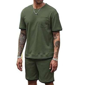 Ensemble décontracté pour homme, vêtements d'été avec chemise en coton respirant et short assorti pour les journées chaudes, tenue décontractée. - Product Image 6