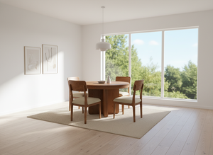 Ensemble de table à manger ronde moderne avec 4 chaises en frêne massif et placage MDF, durable et facile à nettoyer - Product Image 6