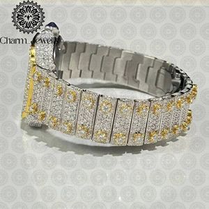 Montre de luxe pour homme Charm_Jewells, carrée, en acier inoxydable, sertie de diamants, mouvement mécanique analogique, fermoir papillon, cadran de 40 mm - Product Image 5