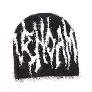Bonnet tendance Y2K en mohair duveteux à motif araignée, style streetwear, bonnet unisexe chaud pour l'hiver, style goth Harajuku - Product Image 6