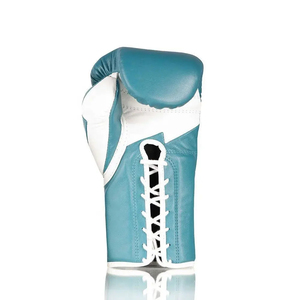 Guantes de Boxeo de Cuero para Adultos, Color Verde Azulado y Blanco, Cierre de Velcro, Guantes de Entrenamiento de Artes Marciales - Product Image 5