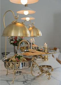 Luxury Round Chafing Dish with Dome Lid Metal <b>Buffet</b> Food Warmer Catering <b>Server</b> for Hotels Restaurants Events - Product Image 3