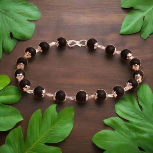 Karungali <b>Bracelet</b> Unisex | 8mm Natural Ebony Wood Beads | Silver Plated Caps | Siddha Spiritual Protection <b>Bracelet</b> - Product Image 1