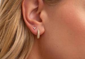 Pendientes de Diamantes Cultivados en Laboratorio de Oro de 14K, Diseño Minimalista de Tres Grupos, Joyería Elegante, Regalo para Mujer - Product Image 4