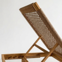 Chaise de jardin moderne en teck avec corde tressée, chaise longue d'extérieur pour terrasse de luxe, balcon, mobilier de salon – Fabricant