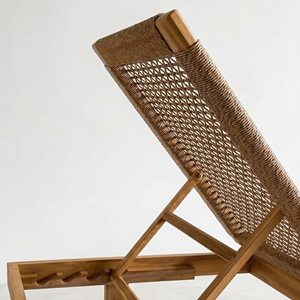 Silla de Jardín Moderna de Madera de Teca con Cuerda Tejida, Silla de Exterior para Patio, Terraza, Balcón, Muebles de Lujo, Fabricante - Product Image 5