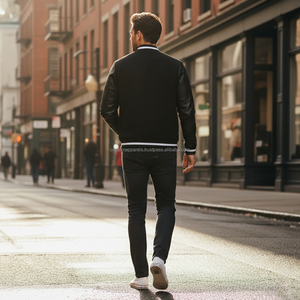 แจ็กเก็ตผ้าฟลีซสำหรับผู้ชายผ้าคอตตอนผ้ากำมะหยี่ปักด้วยหนังพียูหนังวีแกน - Product Image 6