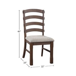 Set of 2 <b>Rustic</b> Brown and Gray <b>Dining</b> <b>Chairs</b> with Padded Seat - Product Image 3