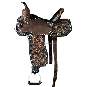 Selle de cheval de course Western Barrel confortable et respirante de qualité supérieure et exclusive en cuir véritable avec collant - Product Image 5