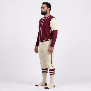 Ensemble de maillot et pantalon de baseball pour hommes, manches courtes, col en V, fermeture à boutons, 100% polyester, antibactérien, respirant, personnalisable pour équipe - Product Image 5