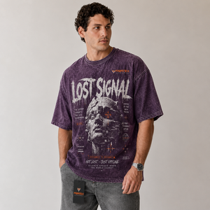 Camiseta de Lona 100% Algodón para Hombre, Estilo Vintage con Lavado Ácido, Oversize, Estampado de Grafiti, Hombro Caído, de Alto Gramaje, Fabricación Personalizada - Product Image 2