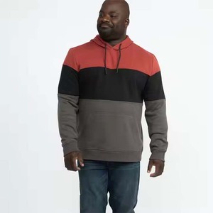 Sudadera con capucha de forro polar para hombre al por mayor, diseño de bloques de color, personalizada, con rayas horizontales multicolor, estilo casual y ajuste holgado - Product Image 3