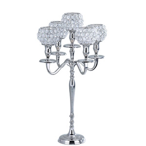 Aluminum Silver Modern <b>Candle</b> Holder with 4 Arms Shiny Nickel Plated Entryway Decorating wedding centerpiece Handmade Candelabra - Product Image 6