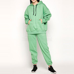 Women Solid Color Hooded <b>Tracksuit</b> Set Full Sleeve Loose Fit With Side Pockets Casual Autumn Wear - Product Image 1