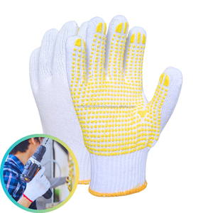 Guantes de algodón de seguridad de protección industrial con punteado para trabajos pesados, máxima seguridad y agarre cómodo - Product Image 4