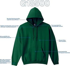 Sudadera con Capucha de Forro Polar Verde para Hombre, Corte Regular, Informal, con Bolsillo, Color Sólido, Tejido de Punto, Impresión Digital, 100% Algodón, Invierno - Product Image 4
