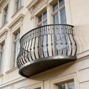 Traditional Victorian Wrought Iron Pipe <b>Wall</b>-<b>Mounted</b> Balcony Stair Railing Rust-Resistant Easy Assembly Outdoor Use - Product Image 2