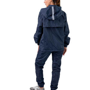 Conjunto cortavientos para mujer con elegante chaqueta con cremallera y pantalones flexibles para entrenamientos en el gimnasio y sesiones de caminar, conjunto de 2 piezas. - Product Image 3