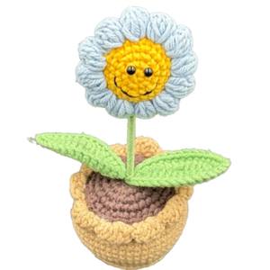 Blue Sunflower Smile - Muñeco de Ganchillo Hecho a Mano al por Mayor, Temática Floral, Planta en Maceta, Muñeco de Hilo, Regalo, Amigurumi, Arte en Papel, Marca Viet - Product Image 3