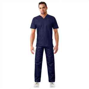 Professional Men's Medical Scrub <b>Set</b> V-neck Short Sleeve Tops and Pants Hospital Nurse Uniform Surgical <b>Doctors</b> Workwear Suit - Product Image 4