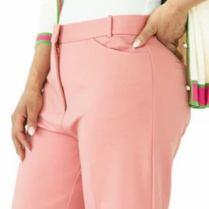 Pantalones de Punto AKA Ponte para Mujer, Cintura Alta, Pierna Recta, Rosa Verde, Elásticos, Formales, Casuales, Ropa Griega para Hermandades - Product Image 2