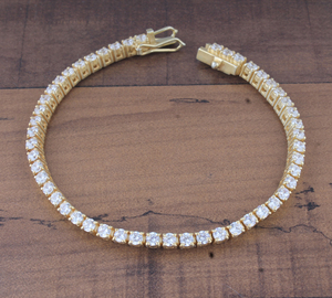 <b>Gold</b> Plated Sterling Silver Luxury <b>Beaded</b> Tennis Women's <b>Bracelet</b> 6 Inches SHREE JAIPUR SILVER for Party & Gift Occasions - Product Image 1