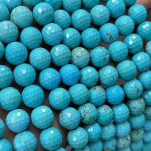 Perles facettées bleu turquoise, pierres précieuses rondes naturelles, perles en vrac pour la création de bijoux et les travaux manuels DIY - Product Image 1