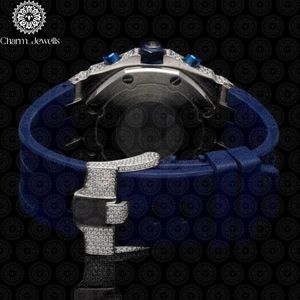 Montre de luxe pour homme Charm Jewells en acier inoxydable, cadran 40 mm, lunette sertie de diamants, mouvement mécanique analogique, résistance à l'eau 10 bars, bouton poussoir - Product Image 4