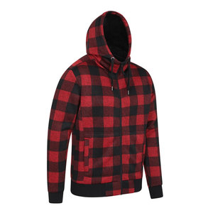 <b>Men's</b> <b>Red</b> Black Solid Hooded Zip-Up <b>Sweatshirt</b> Cotton Flannel Casual Winter Wear Regular Fit Pocket Design Eco-Friendly Quick - Product Image 3
