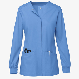 Chaquetas Médicas OEM al por Mayor para Enfermería, con Cierre de Broches, Cuello Redondo, Mangas Largas, Puños Acanalados, Bolsillos con Parches, Chaquetas Quirúrgicas Personalizadas - Product Image 5