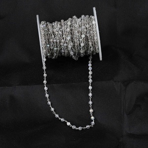 3-4mm Natural Labradorite Faceted Rondelle Beads <b>Rosary</b> Chain Silver High Quality Handmade Fashionable Necklace Chain Supplies - Product Image 4