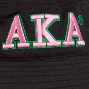 Custom Black Embroidered Bucket <b>Hat</b> with AKA Lettering Pink Green Trim Casual <b>Sun</b> <b>Hat</b> Fashion Headwear for <b>Women</b> Outdoor - Product Image 6