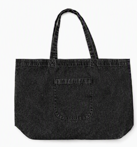 Sac fourre-tout pliable en jean 100 % coton vert, réutilisable, avec poche avant, pour le quotidien, les voyages et les courses au supermarché - Product Image 4