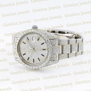 Alta calidad D VVS Moissanite Diamond Fully Iced Out Pass Diamond Tester Acero inoxidable Auto Date Diamond Watch - Product Image 3