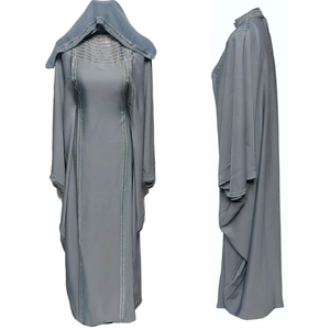 Robe Abaya pour femmes adultes, modeste, respirante, en polyester brodé, manches longues, longueur au sol, coupe ample, couleur unie, robe de prière - Product Image 4