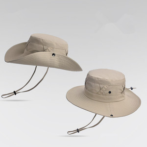 Chapeau Bob de Pêcheur Safari Extérieur Imperméable à Large Bord Séchage Rapide Protection UV pour la Randonnée Estivale avec Cordon - Product Image 1