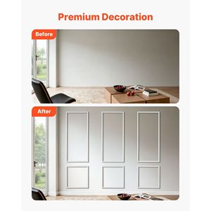 Kit di 3 Pannelli Leggeri per Rivestimento Murale, Facile Installazione, Impermeabili, Verniciabili, in Polistirene, Profilo Largo - Product Image 3