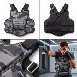 Protector de Pecho Ligero para Boxeo MALUZA INDUSTRIES, Absorbe Impactos, para Muay Thai y Sparring, de Cuero PU, Protector de Costillas Profesional - Product Image 3