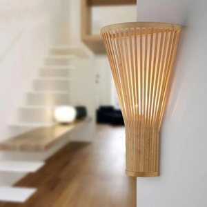 Bamboo Wall Lamp with Handwoven Design Natural Material and Soft Ambient <b>Lighting</b> for Interior Decoration and Living <b>Spaces</b> - Product Image 4