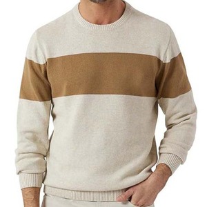 Suéter de Punto para Hombre, Cuello Redondo, Bloques de Color, Corte Regular, Informal, Otoñal, Sudadera de Punto para Hombre - Product Image 4