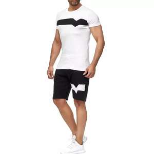 Ensemble short et t-shirt homme été en coton uni avec logo personnalisé - Product Image 4