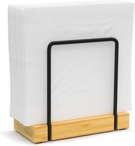 Napkin Holder for <b>Table</b> Iron Standing Napkin Dispenser for <b>Dining</b> <b>Table</b> Farmhouse <b>Rustic</b> <b>Wood</b> Holders Room Decor Black & Brown - Product Image 6