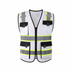 Gilet de sécurité haute visibilité personnalisable avec logo pour les travaux de construction, en coton avec bande réfléchissante argentée, impression DTF - Product Image 4