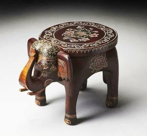 Tabouret en bois Art Déco en forme d'éléphant pour Diwali - Product Image 1