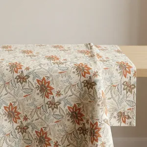 Classic Floral Printed Cotton <b>Tablecloth</b> Washable Home Decor Block Printed <b>Tablecloth</b> - Product Image 3